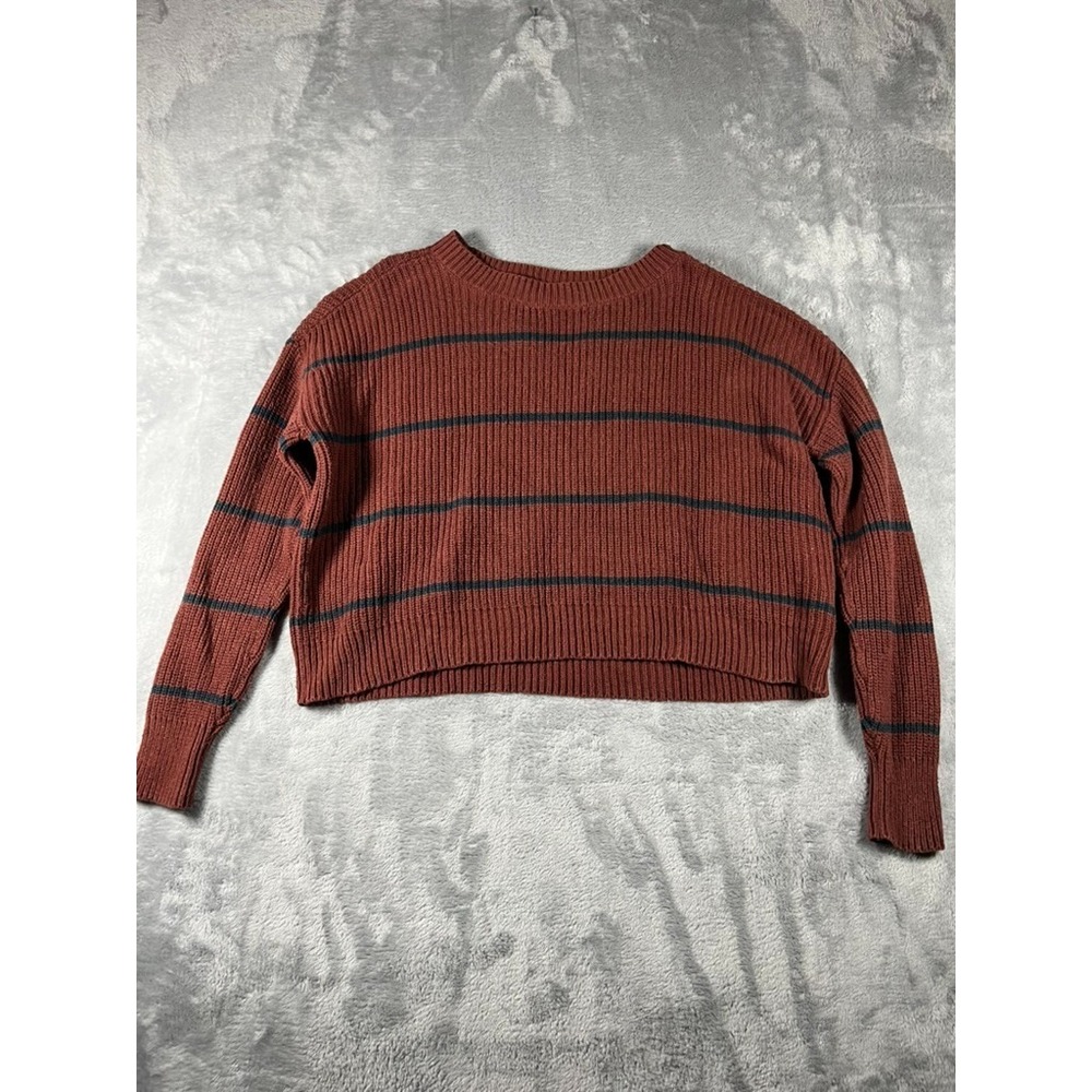 Toad & Co Maroon Stripe Bianca II Organic Cotton Sweater M Preppy Academia